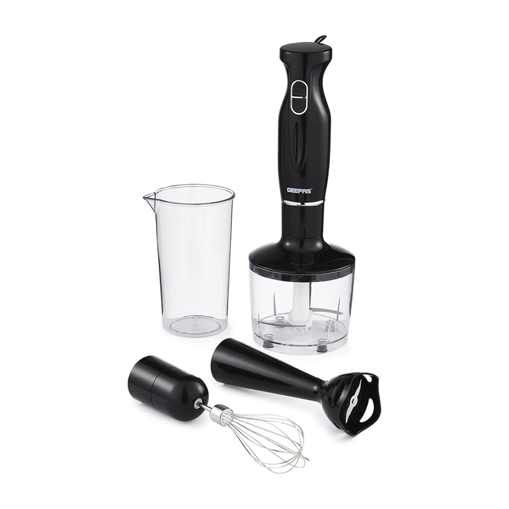 Geepas 4-in-1 Hand Blender Stick Electric Whisk 200W, Black