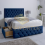 (Blue Plush, Single 3ft(with 2 Drawers)) LUXURY DIVAN BED 26"HEADBOARD STORAGE DRAWER With MATTRESS 1