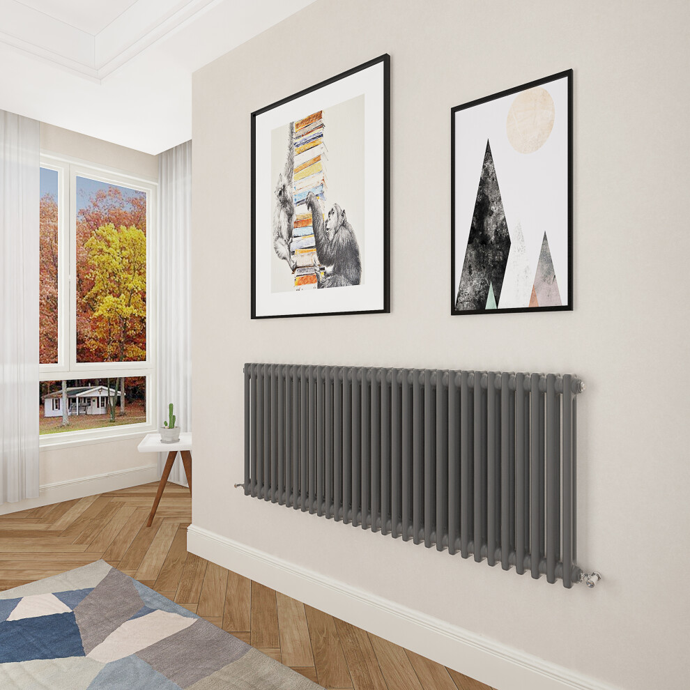 (600x1460mm 2 Column) Designer cast iron radiator anthracite all sizes