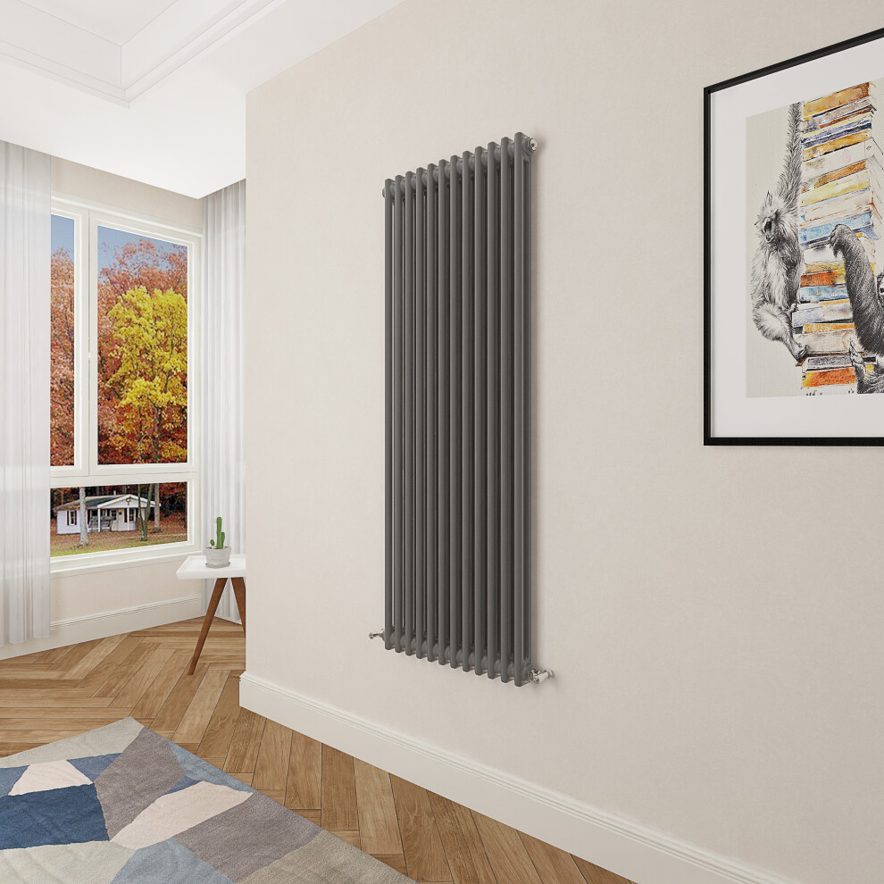 (1500x560mm 2 Column) Designer cast iron radiator anthracite all sizes