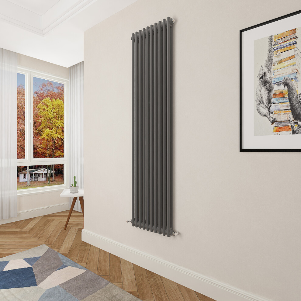 (1800x470mm 2 Column) Designer cast iron radiator anthracite all sizes