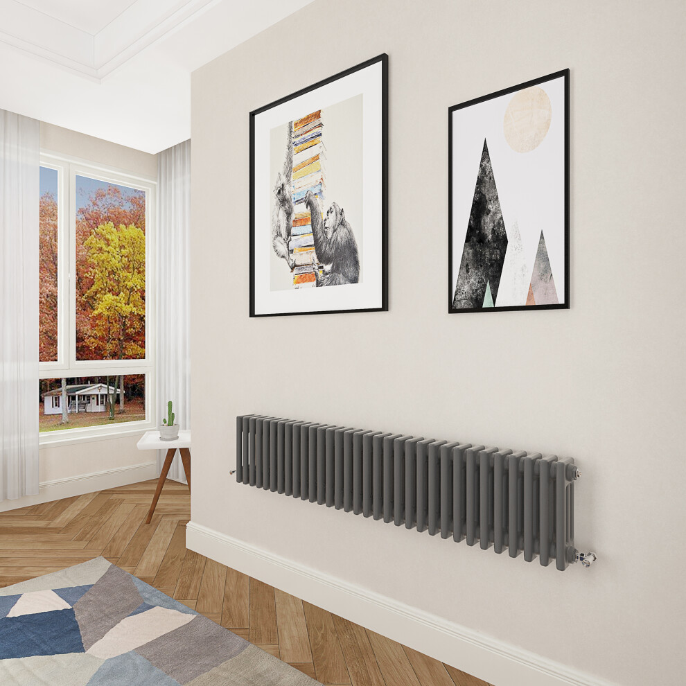 (300x1460mm 3 Column) Designer cast iron radiator anthracite all sizes