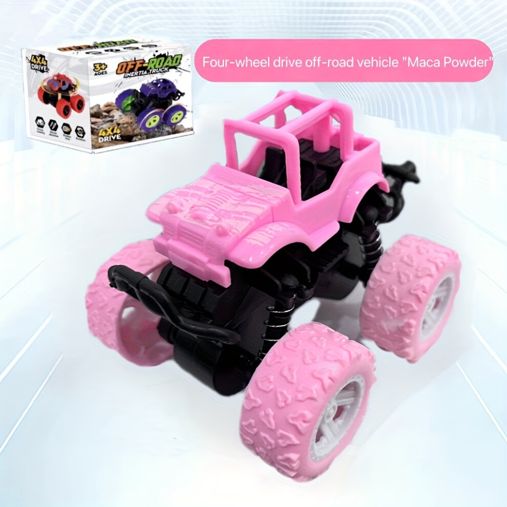 (ãColor BoxãPink Off-road Vehicle) Inertial Four-wheel-drive Off-road Vehicle Model Car Break-resistant Toy Car