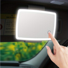 (White) Car Visor Vanity Mirror Rechargeable With 3 Light Modes & LED