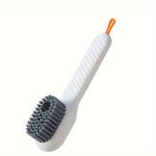 (White) 1pc Multifunctional Shoe Brush with Liquid Holder and Long Handle