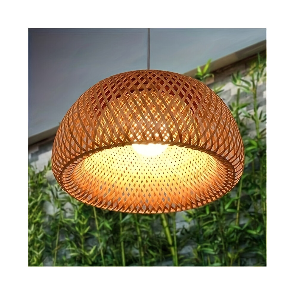 (Wood Color) Bamboo Woven Lantern Lampshade Ceiling Light, Vietnamese Style Pendant Light, Decorative Chandelier Ceiling Lamp, For Restaurant, Living Room