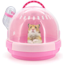 (Pink) Hamster Carrier Cage Portable Mice Travel Case