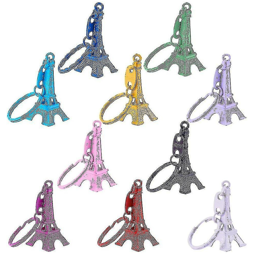 40 Pcs 10 Colors Alloy Eiffel Tower Keychain Split Key Rings Accessories Key Ring Souvenir Of France Eiffel Tower Pendant, 4922mm(4.82cm)