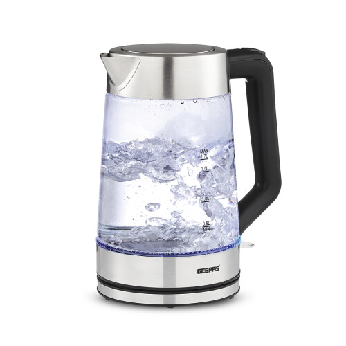Geepas 1.7L Illuminating Electric Glass Kettle 3kW Cordless Jug Kettle