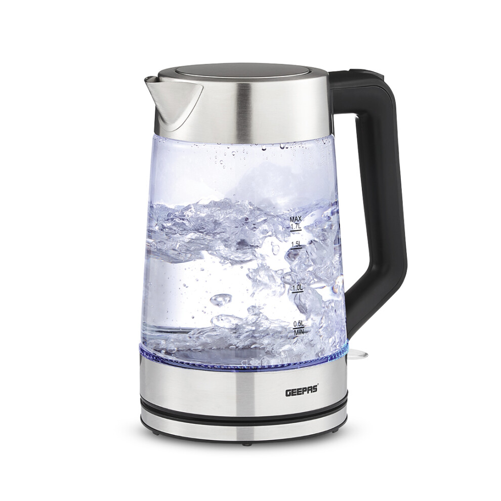 Geepas 1.7L Illuminating Electric Glass Kettle 3Kw Cordless Jug Kettle Clear