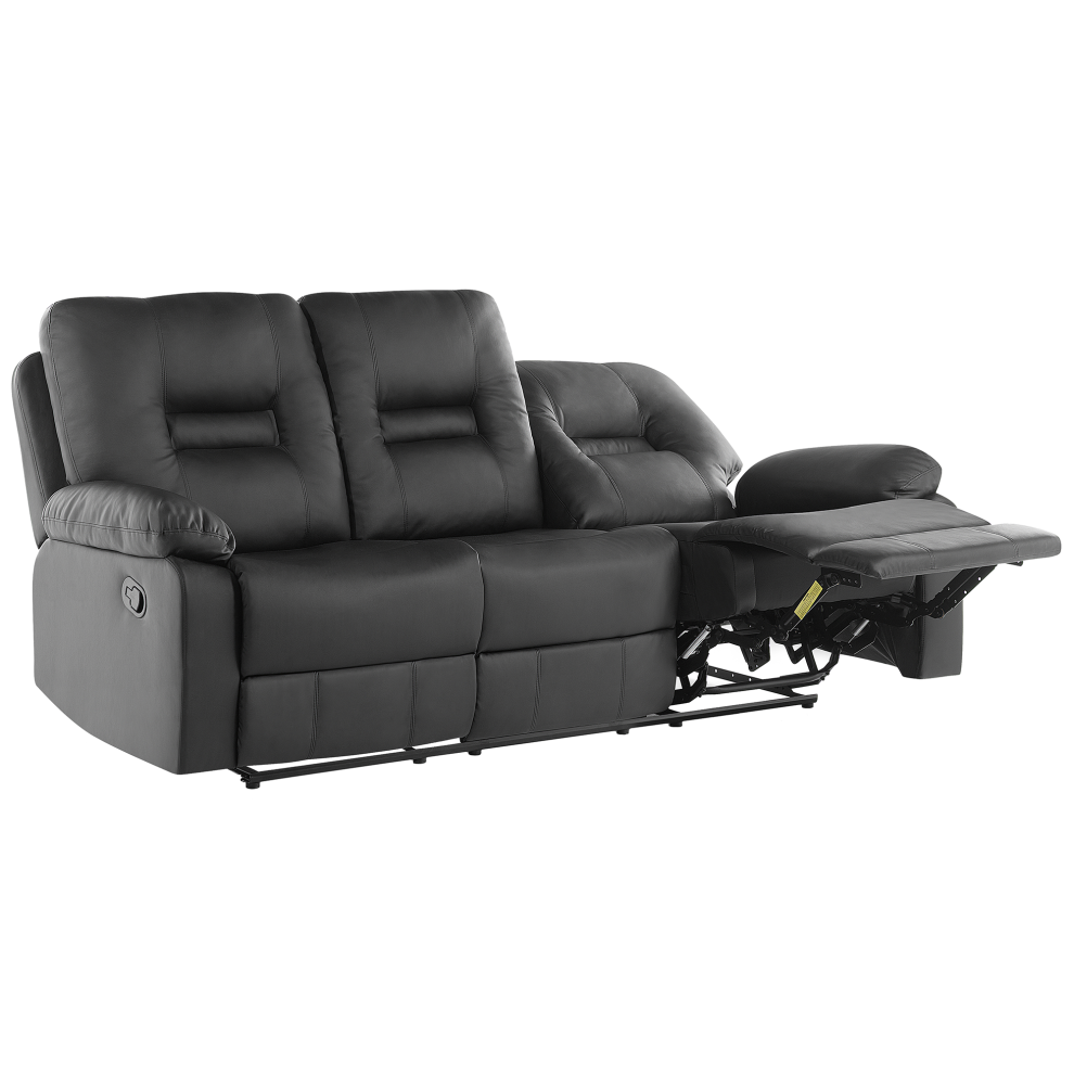 Manual Recliner Sofa BERGEN Faux Leather Black 3 Seater