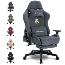 (Gray) Symino MP Ergonomic Office Chair Racing Seat Design, Load Capacity 200kg, Adjustable Armrests and Backrest, Swivel Gaming Chair with Footrest