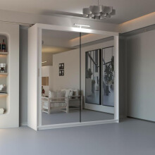 (White, 90cm) MN FUNITURE Hamburg Sliding Wardrobe - LED Light
