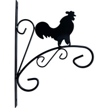 4pk Black Cockrell Silhouette Garden Plant Hanging Basket Wall Bracket