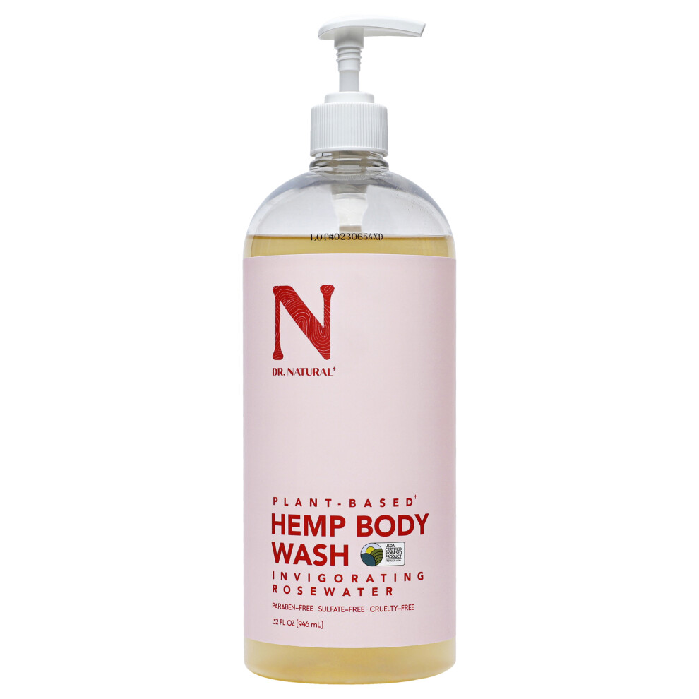 Dr. Natural Body Wash - Hemp with Rose for Unisex 32 oz Body Wash