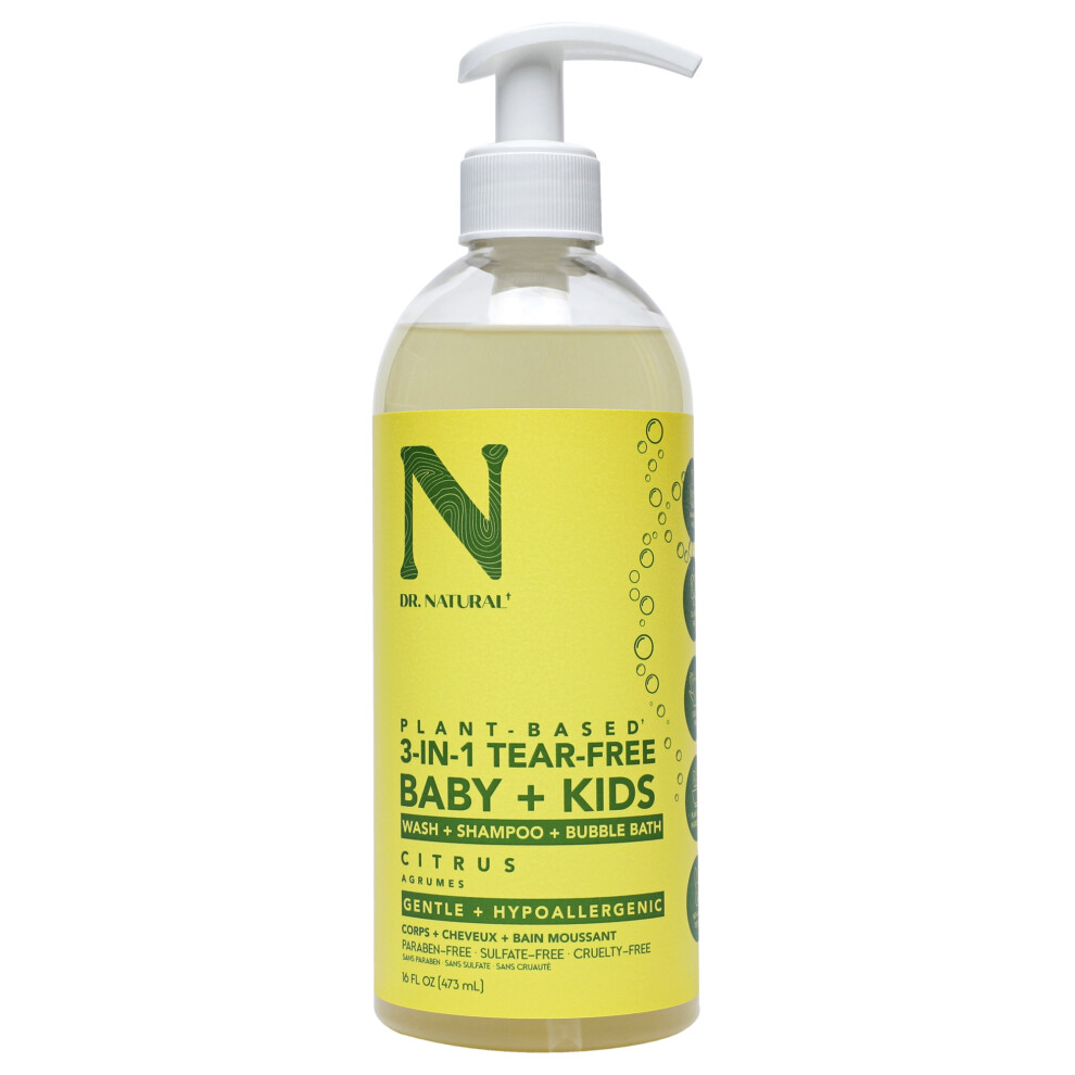 Dr. Natural 3-in-1 Tear-Free Baby Plus Kids Soap - Citrus for Kids 16 oz Soap