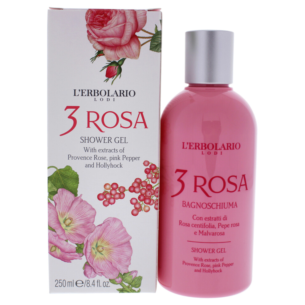 Lerbolario Women's Shower Gel - 3 Rosa For 8.4 Oz Shower Gel