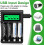4-slot AA AAA Battery Charger with LCD Display (USB Quick Charging) 2