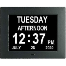 (Black) Digital Dementia Clock Calendar Clock Day Date Clock Large Display Large Clear Unabbreviated Time And Date