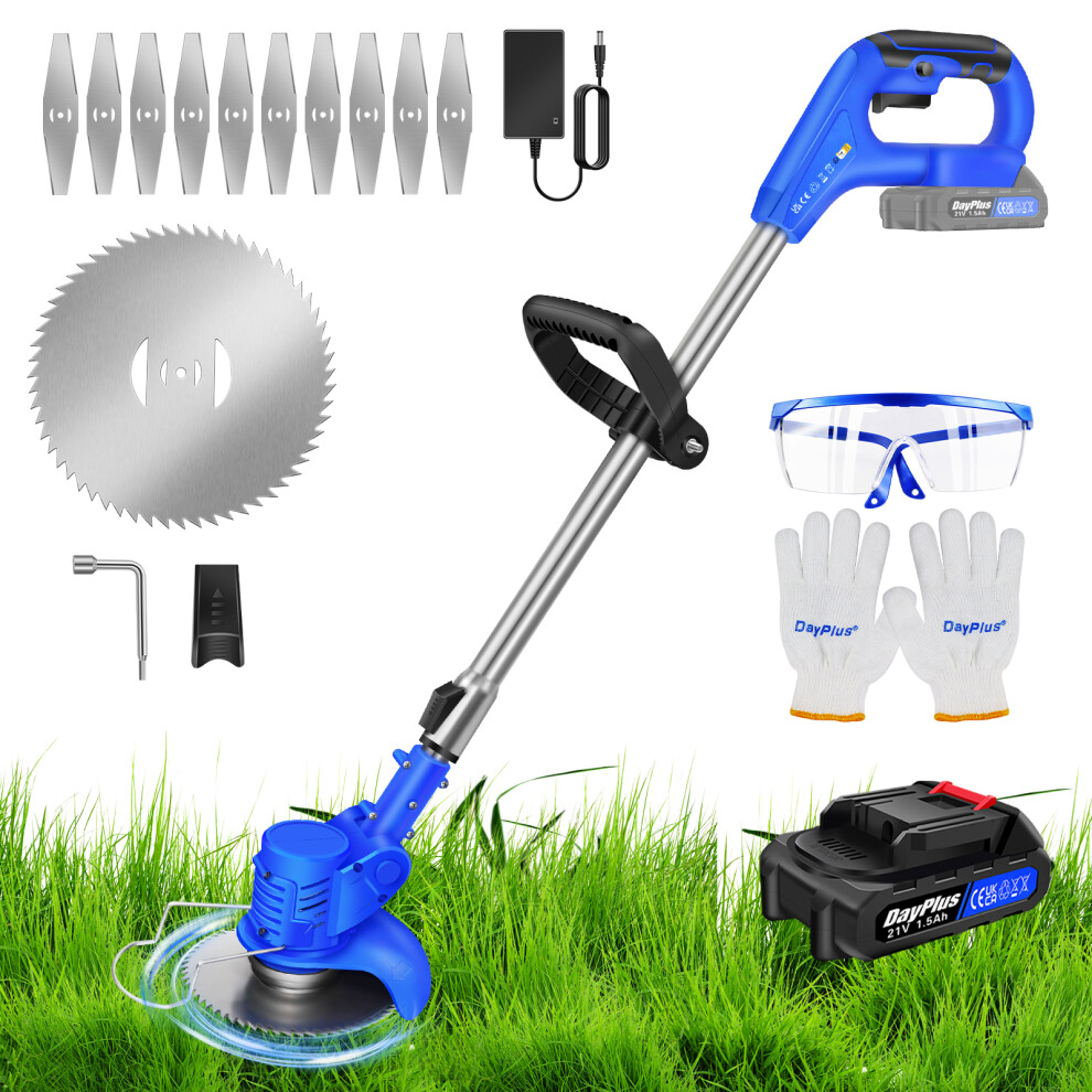 Youseahome (1 Battery) Electric Cordless Strimmer Grass Trimmer Garden Edger With Metal Blades