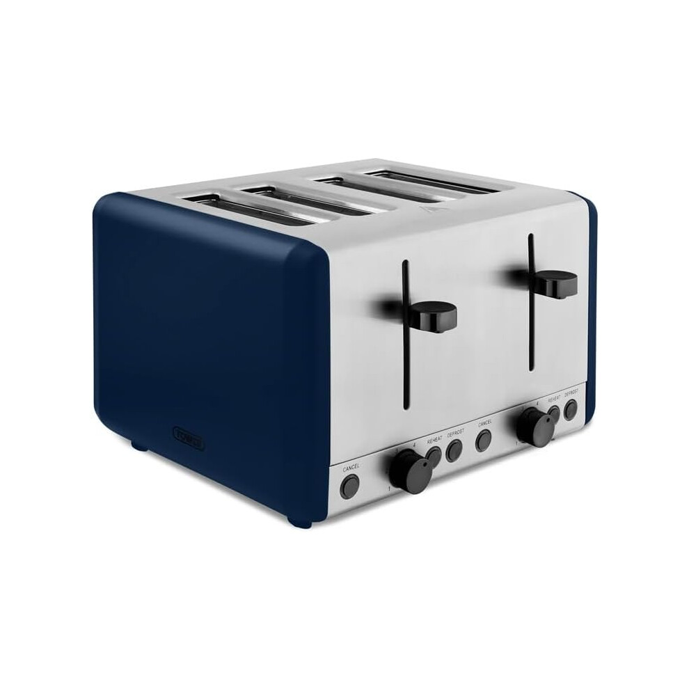 Blue 4 Slice Toaster 1800w Smoked Black Trim Tower Sera Kitchen Variable Brown