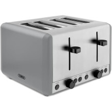 Grey 4 Slice Toaster 1800w Smoked Black Trim Tower Sera Kitchen Variable Brown