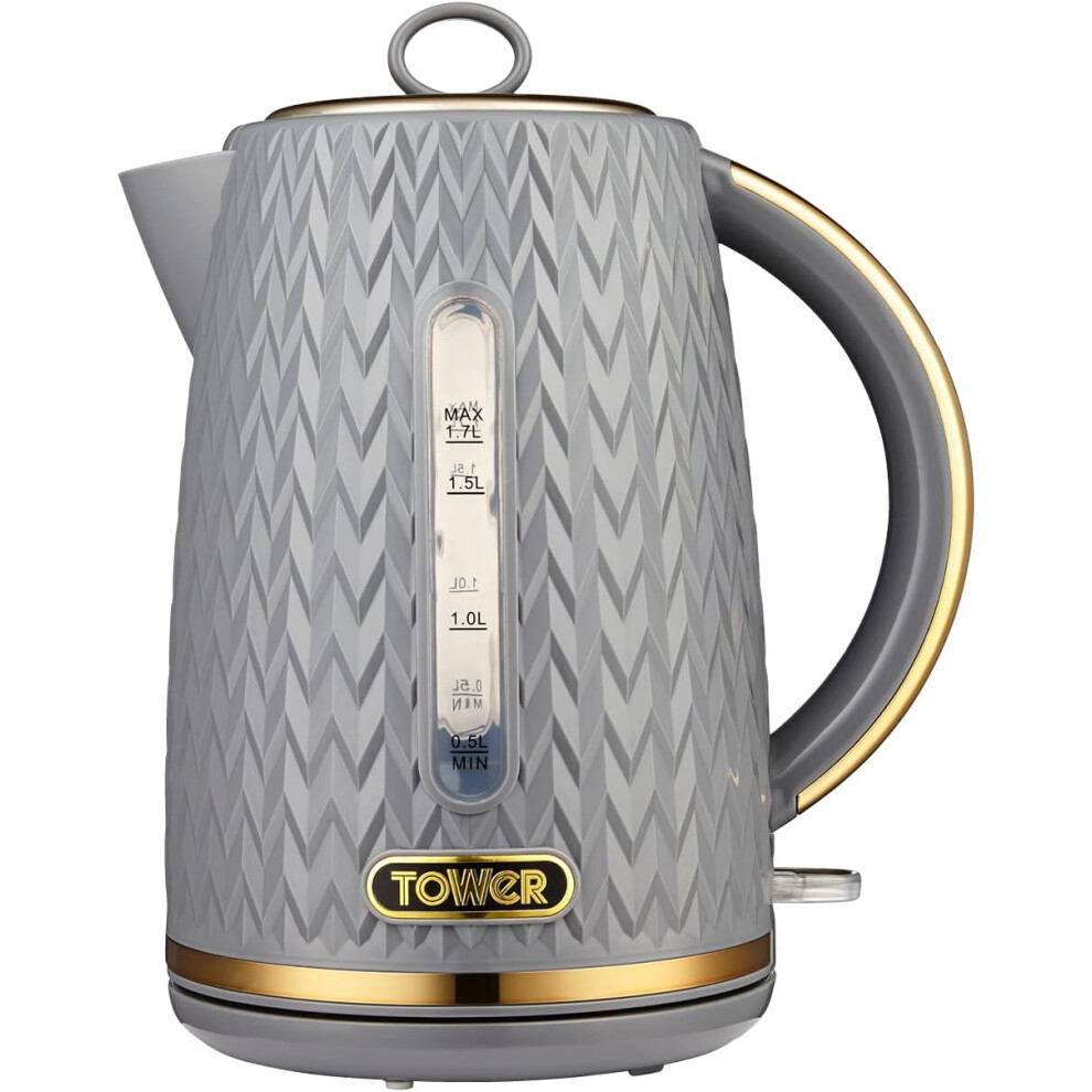 Grey Jug Kettle 1.7L 3kW Fast Boil Tower Empire Kitchen Retro Easy Pour