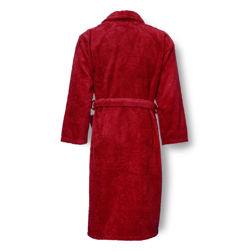 (Red) Luxury 100% Egyptian Cotton Unisex Bathrobe Terry Toweling Gown Dressing Shawl