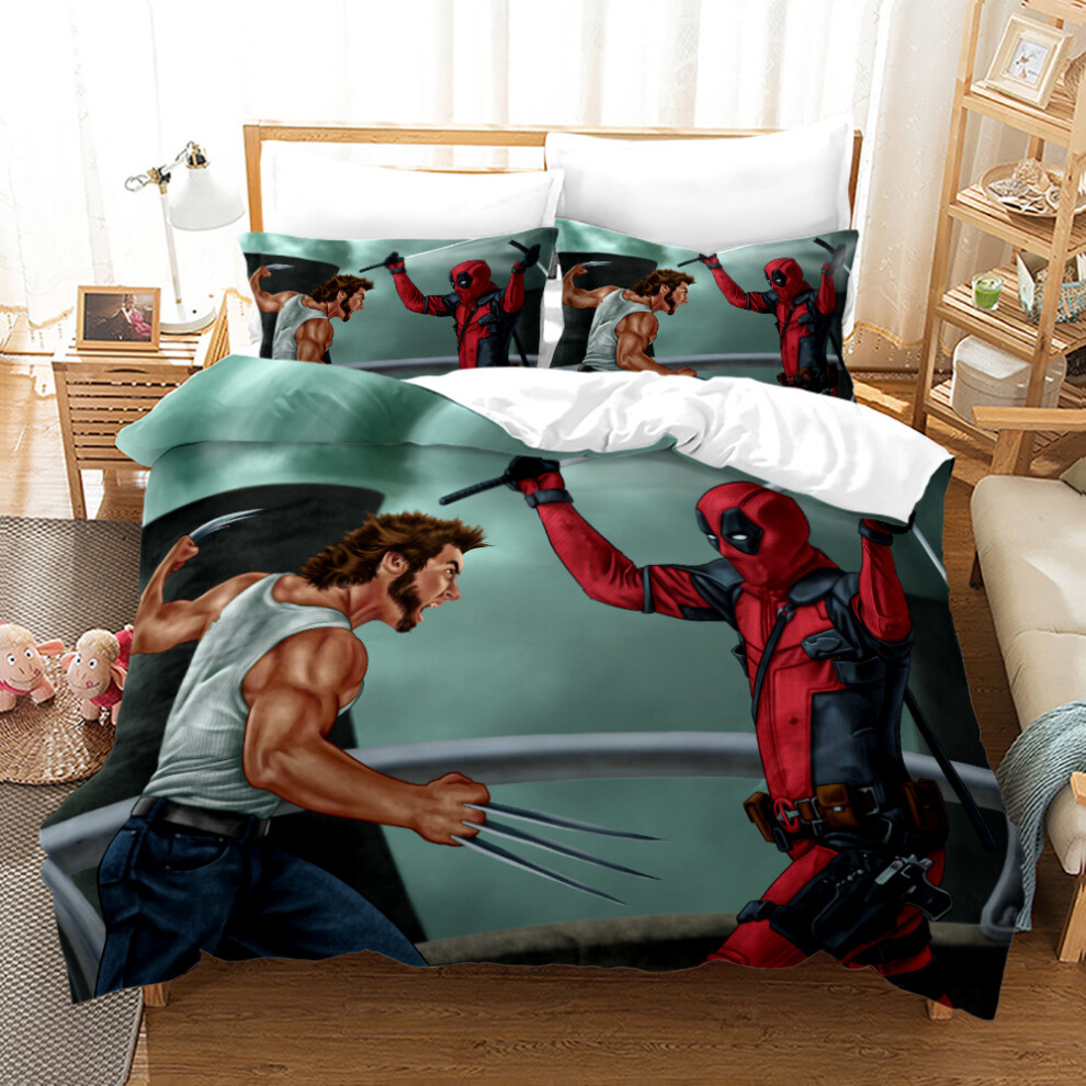 (Style 34, Double(200X200CM/3PCS)) Deadpool Bedding Single Double Duvet Cover UK