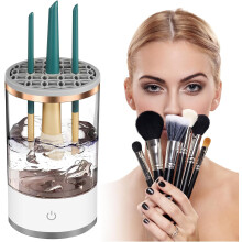 Electric Makeup Brushes Cleaner,Portable USB Reusable Make Up Brush Cleaner Machine(Transparent)