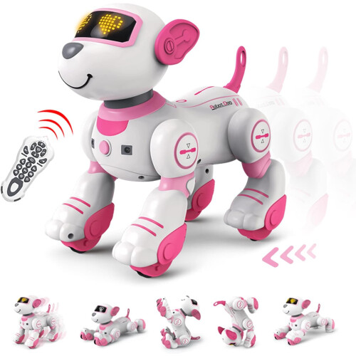 Speech Control Robot Dog Toy for Kids, Interactive Touch & Follow Functions(Pink)
