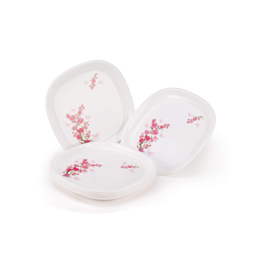 oliveware Set of 6 Square Printed Plate Big Pink