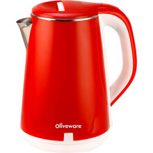 SOPL-OLIVEWARE King Electric Kettle, Stainless Steel, 2.5 Liter Capacity, 360 Degree Rotation, Heat Protection Handle, Auto Power off - Red