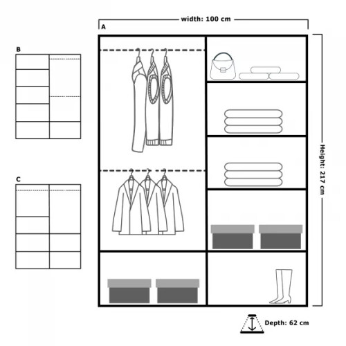 MN Furniture (Grey, 100cm) Double Mirror Door - Adjustable Sliding Wardrobe 2