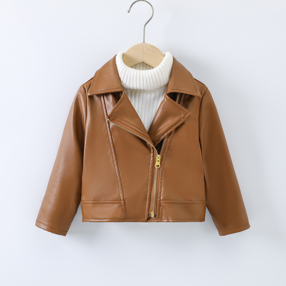 Xcsgsra (Brown, 1-2Years) Kids Boys Girls Pu Leather Biker Jacket Coats New Not,Specified