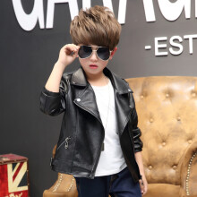 (Black, 7-8Years) Kids Boys Girls PU Leather biker jacket Coat Cruel