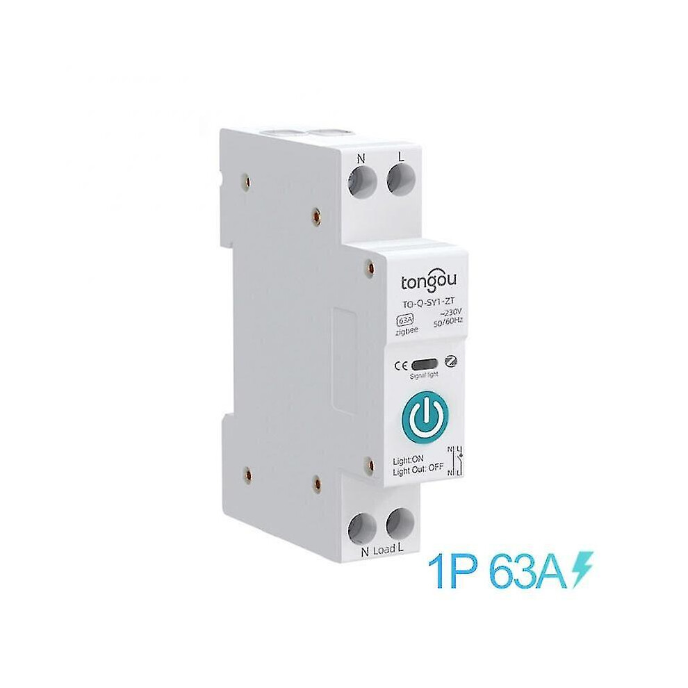 (63A No Metering) Tuya Zigbee Smart Switch Circuit Breaker With Metering 1p 63a Din Rail