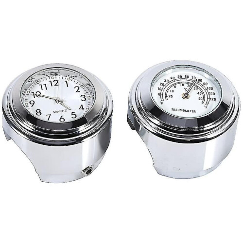 Bebetter Motorcycle Handlebar Watch, 7/8 "waterproof Motorcycle Handlebar Mount Digital Clock And Temp Thermometer White-bebetter