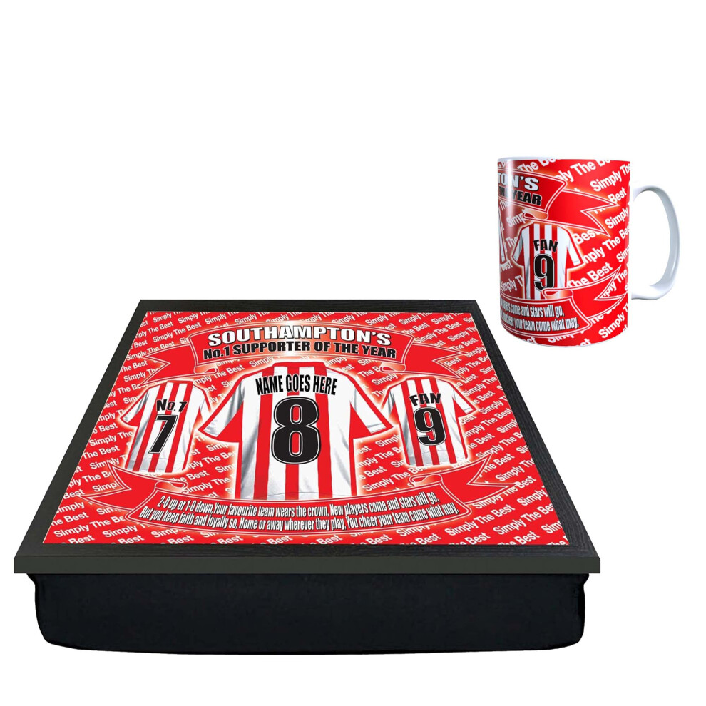 Southampton Football Shirt Personalised Lap Tray And Mug Gift Set