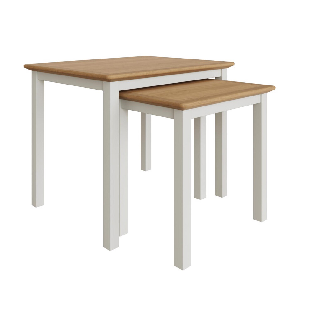 FWStyle Nest of Tables Linen Cream Oak Veneer Assembled
