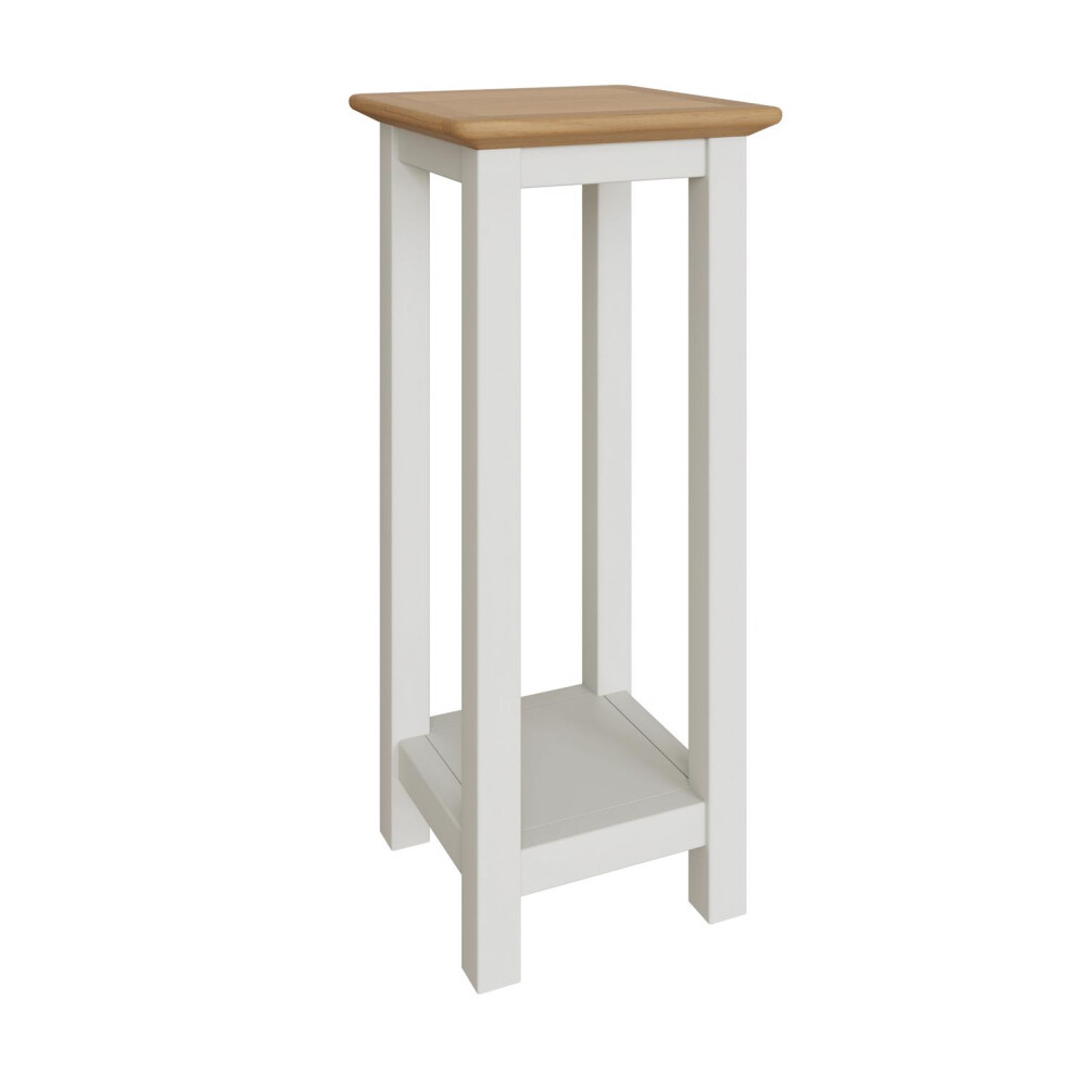 FWStyle Side End Lamp Table Linen Cream Solid Oak