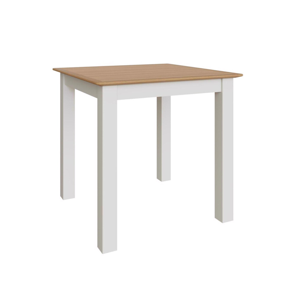 FWStyle Square Dining Table 80cm Oak Veneer Kitchen Furniture Linen Cream