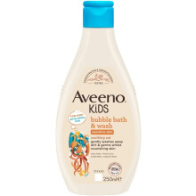 Aveeno Baby KIDS Bubble Bath Wash 250ml Enriched Soothing Oat Extract Foam Body Wash Developed for Your Little Superhero Childrens Toiletries Sets