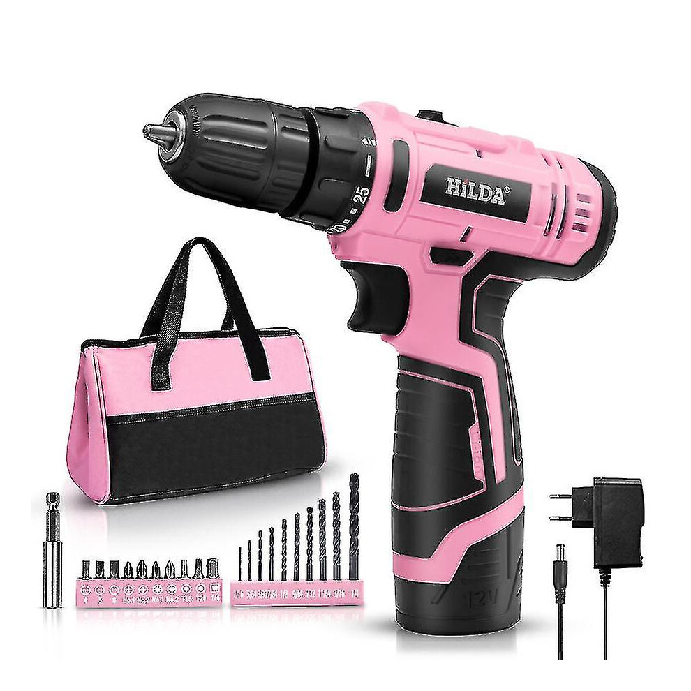 (2 batteries and chargers) 21v Rechargeable Dual Speed Electric Drill Set, Flashlight, Pistol Drill, Electric Screwdriver, Tool, Lithium Electric Drill