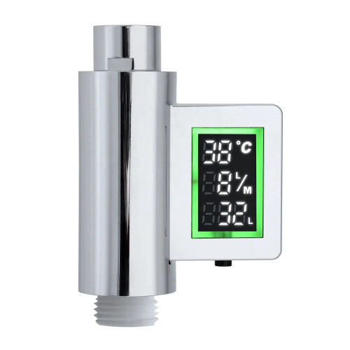 Lowenergie (Eco Water Saving Showerhead Green 5 Setting plus Shower Timer with Flow Meter Self Powered) Shower Head & Timer Flow Meter Self Powered Water & Energy Saving 2