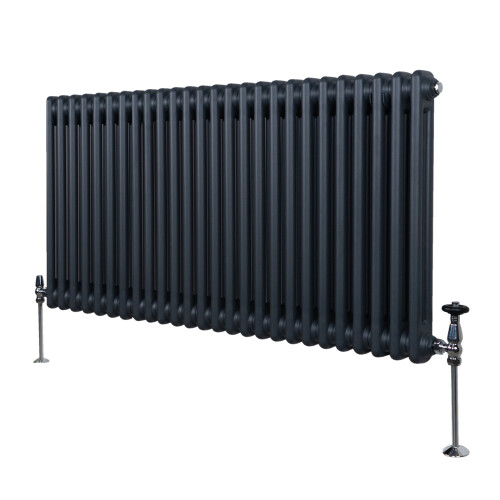 Traditionel 2-søjlet radiator - 600 x 1192 mm - Antracitgrå