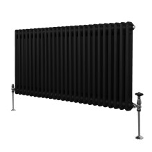 Traditioneller 2-Spalten-Heizkörper - 600 x 1192 mm - Schwarz