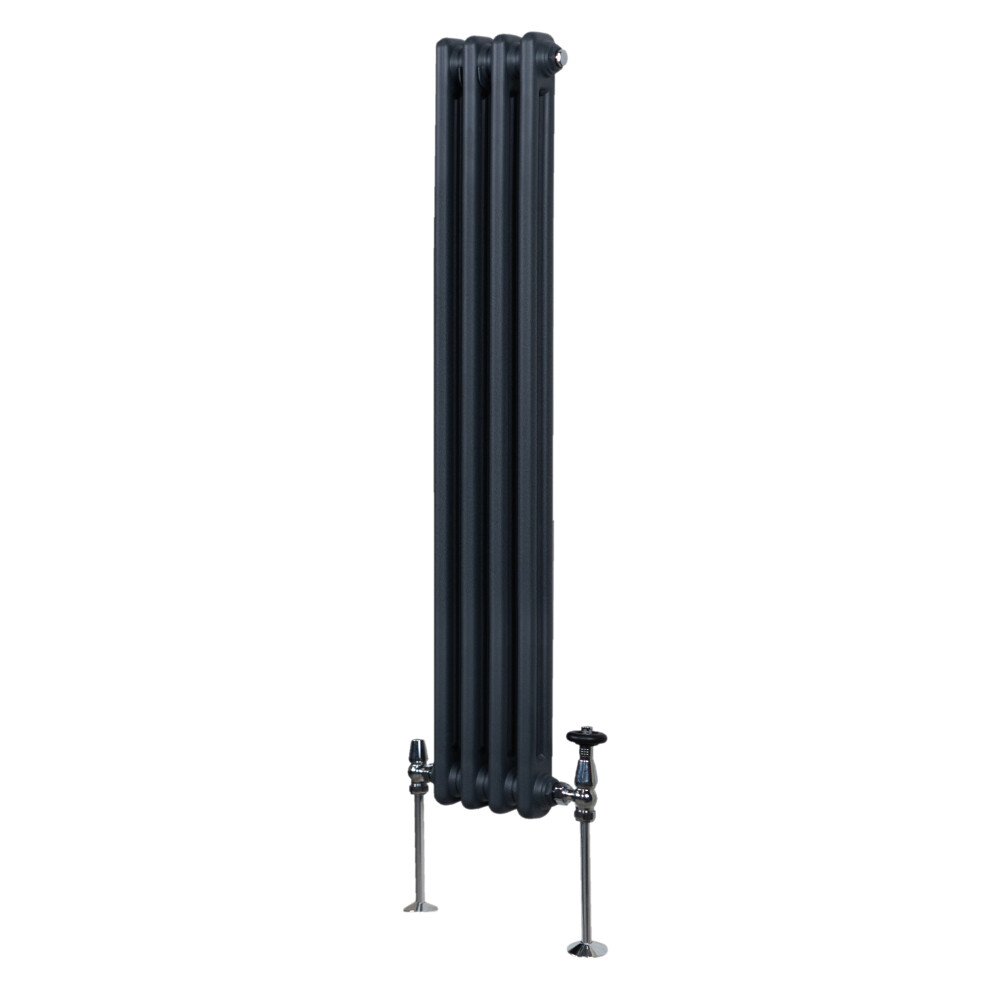 (1500mm x 202mm, Grey) Traditional 2 Column Radiator Heater