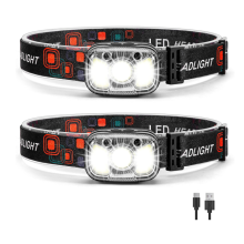 Headlamp Rechargeable,1200 Lumen Ultra Bright LED Head Lamp Flashlight with White Red Light, 2 Pack Motion Sensor Waterproof Headlight(Black)