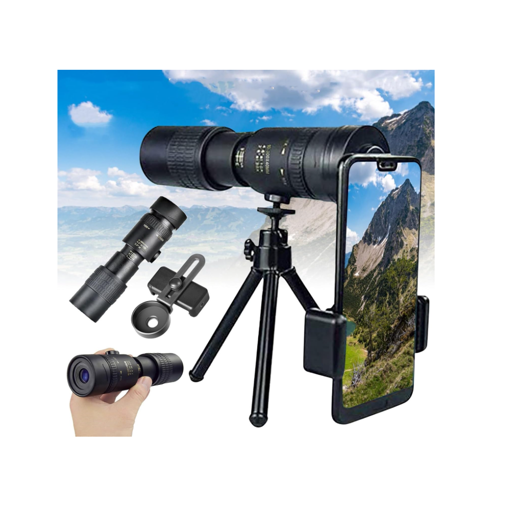 Chronus 10-300X40mm Zoom Monocular, Waterproof Travel Telescope(Black)